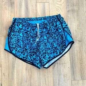Blue Leopard Print Nike Dri Fit Running Shorts S